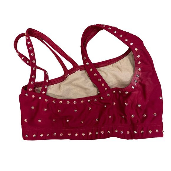 Double Platinum Dance Costume Red Set Girls, Custom Bedazzled Like New Condition - Picture 5 of 8